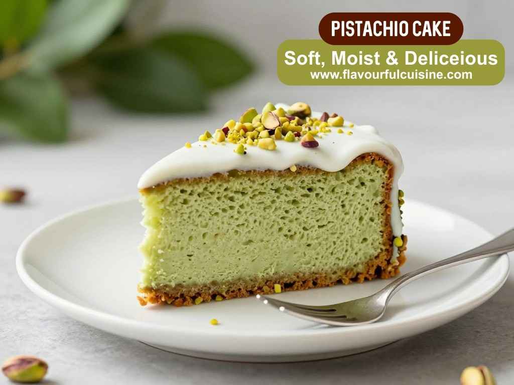 Pistachio Cake soft moist delicious by flavourful cuisine