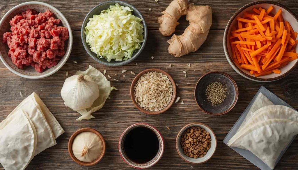 Required Ingredients for dumpling rolls by flavourful cuisine