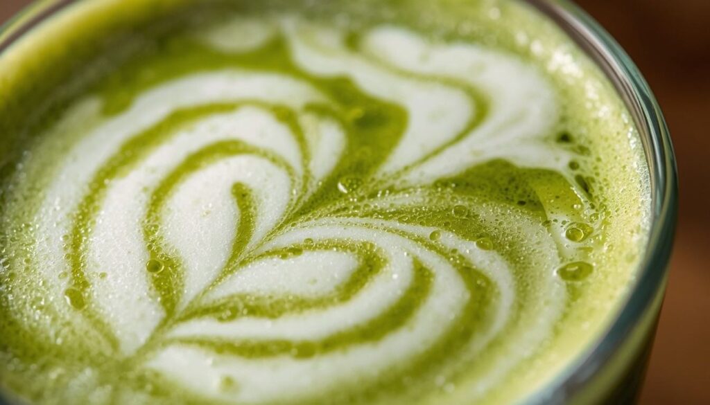 matcha latte with milk by flavourful cuisine