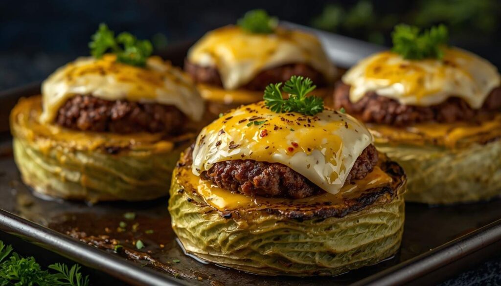 Baked Cabbage Burger recipe by Flavourful Cuisine