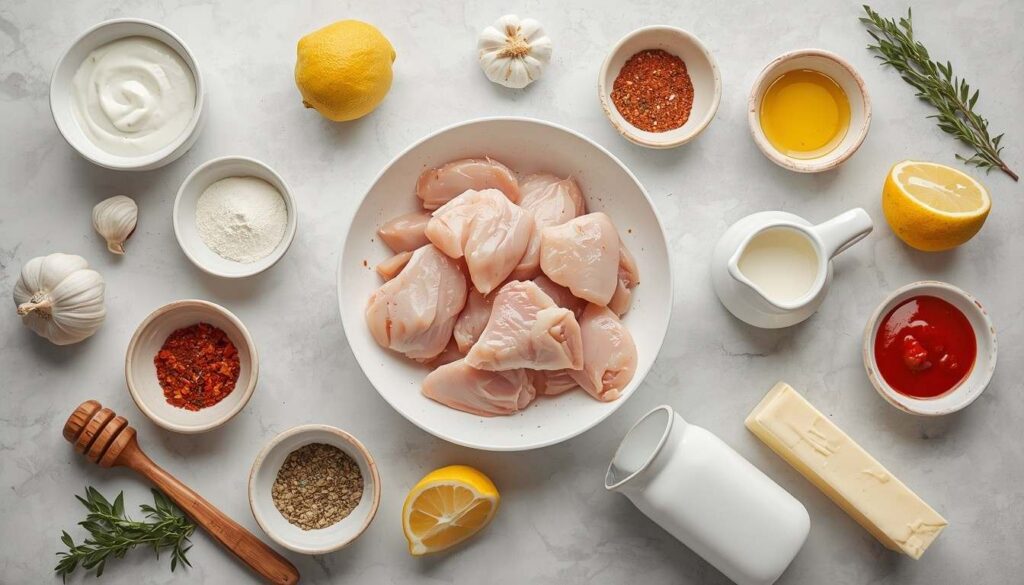 Ingredients for creamy peri peri chicken bites