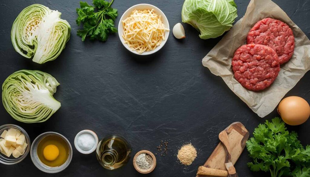 Ingredients of Baked Cabbage Burger by Flavourful Cuisine